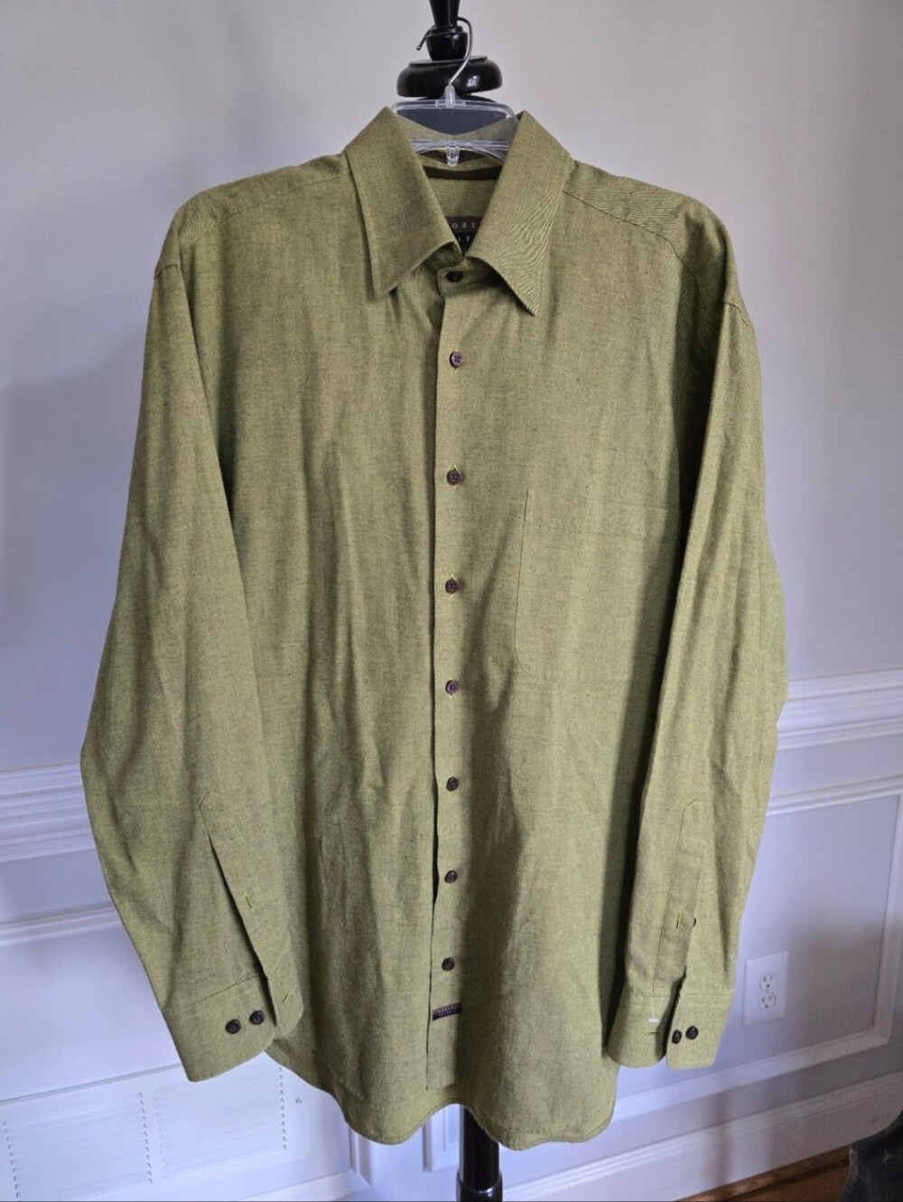 Robert Talbott Men's Olive Green Long-Sleeve Button-Down Shirt Size L